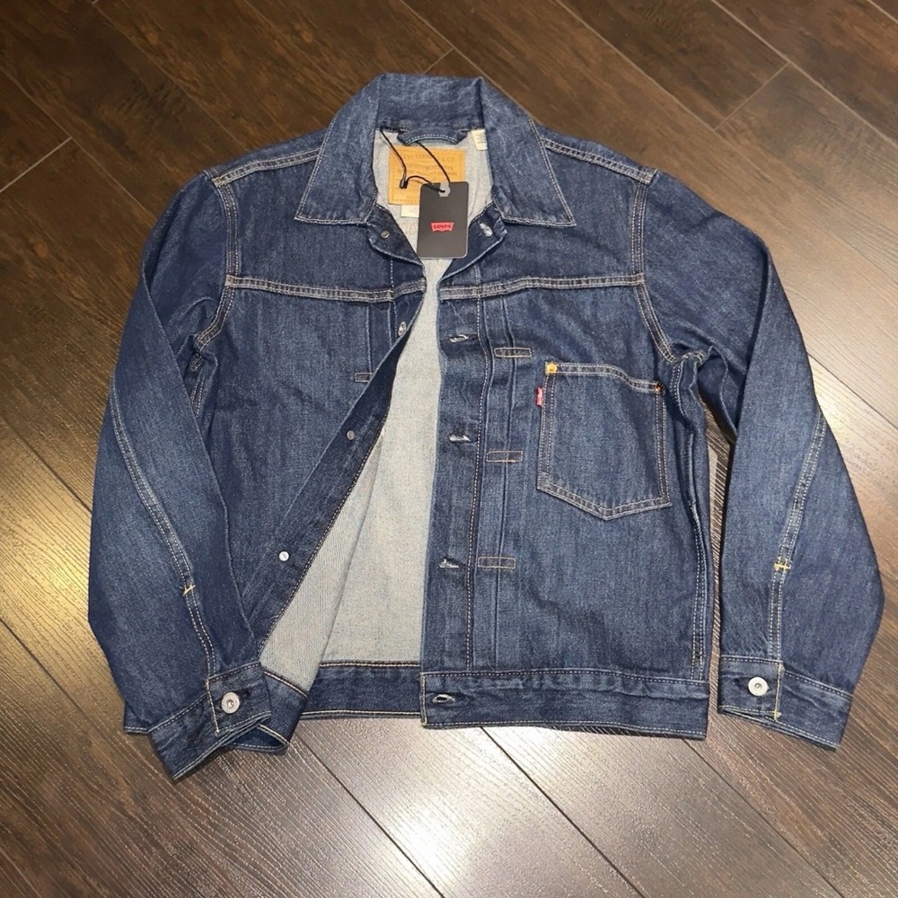 NWT Levi’s Type 1 Dark Wash Denim Trucker Jacket Mens Size 2XL Cinch Back RARE - Picture 1 of 5